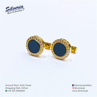 Gold plated 925 Sterling Silver Cufflinks with Black Onyx