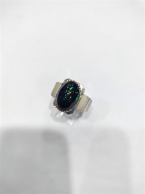 Natural Black opal ring for men in 925 Sterling Silver