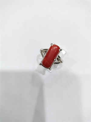 Natural Coral (Marjan) ring for ladies in 925 Sterling Silver