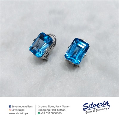 Tops with Genuine Blue Topaz in 18kt White Gold