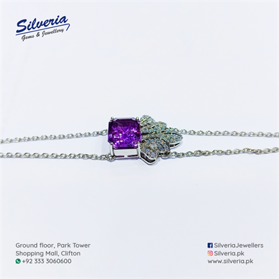 Bracelet with Natural Amethyst stone in 925 Sterling Silver
