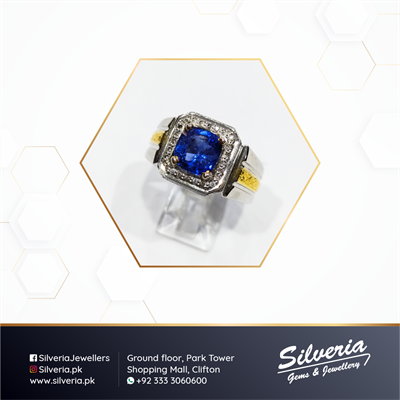 3.04ct Natural Srilankan Cornflower Blue Cushion cut Sapphire stone ring with diamonds
