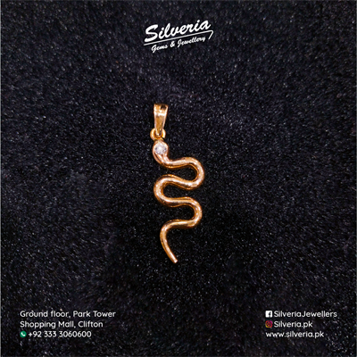 Customized Snake Pendant with a 0.08ct Diamond made in 21kt Gold