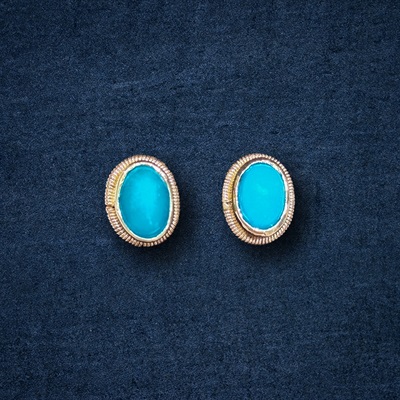 Tops with natural Feroza (Turquoise) in 925 Sterling Silver