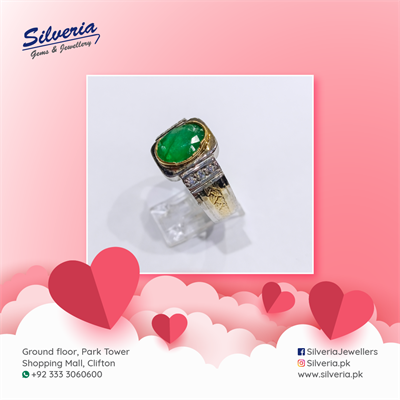 Emerald ring for men in 925 Sterling Silver