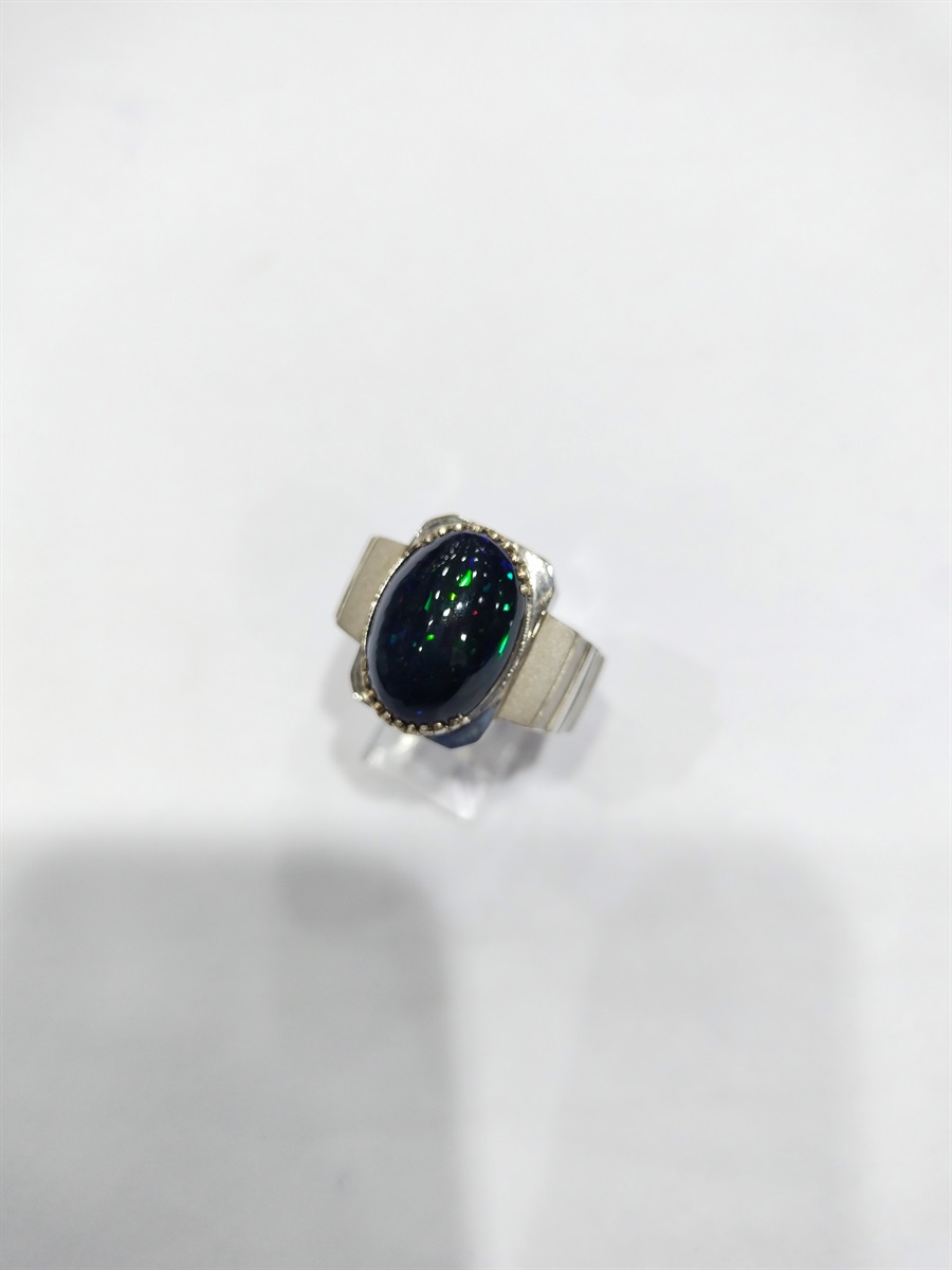 5mm*7mm Black Opal Ring Natural Opal Silver Ring Design Style 925 Silver Opal  Jewelry With Gold Plating Gift For Woman - Rings - AliExpress
