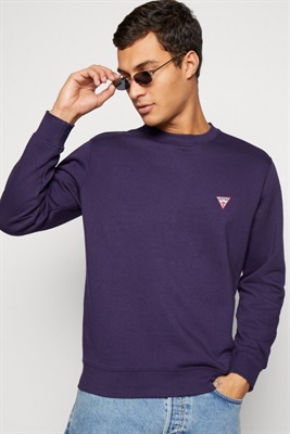 GUESS Chest Logo Fleece Sweatshirt | Purple 