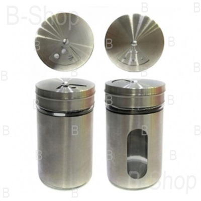 Glass 2 pcs Spice Containers with Stainless Steel Lid