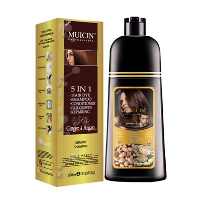 MUICIN - New 5 in 1 Brown Hair Color Shampoo Ginger & Argan Oil 200 ML