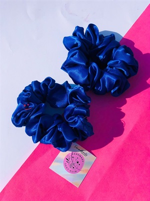 Blue silk scrunchie/Hair tie