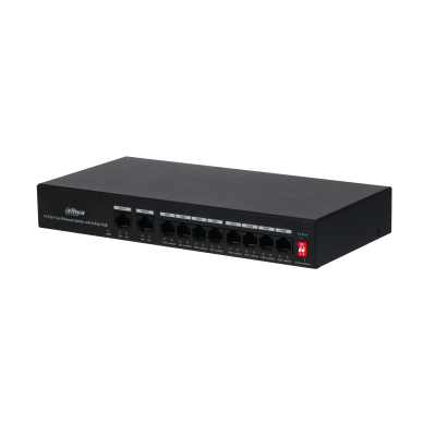 DH-PFS3010-8ET-65 10-Port Fast Ethernet Switch 8-Port PoE with Two Uplink Ports.