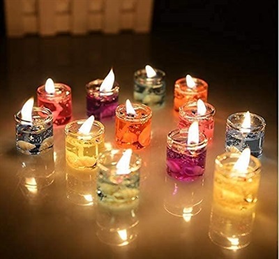 Pack of 6 GEL Transparent Candles Filled with Sea Rock