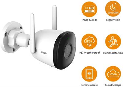 IMOU Bullet 2C IPC-F22P-D 2MP Bullet WiFi Outdoor Camera with Built-in Mic and Human Detection