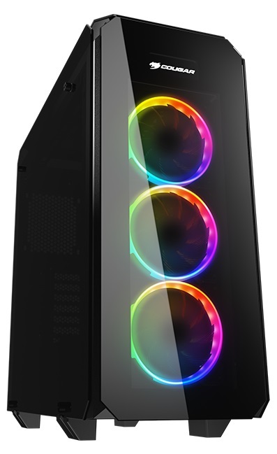 Cougar Puritas RGB - Tempered Glass Cover Mid-Tower ATX Case with 3x RGB Fan Pre-installed - Free Delivery