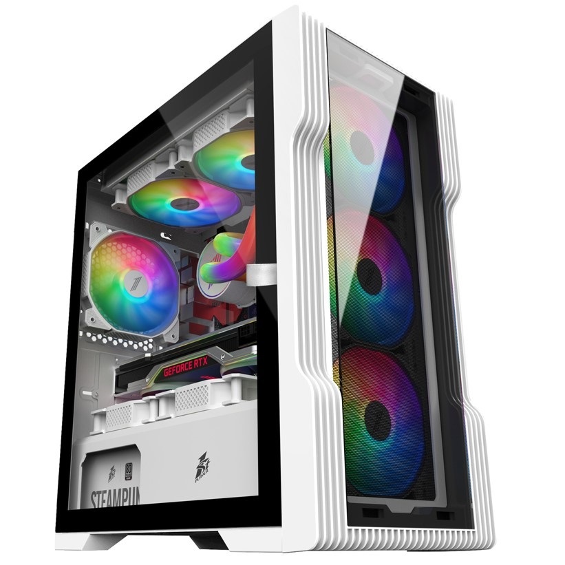 1st Player T3-G (White) microATX Gaming Case - Free Delivery