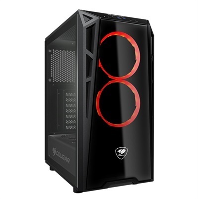 Cougar Turret - Pro-Cooling Compact Mid-Tower ATX Case with 2x Red LED Fan Pre-installed - Free Delivery