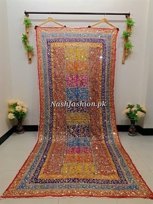 Dupatta Silk Multi Color Mirror Work - D25