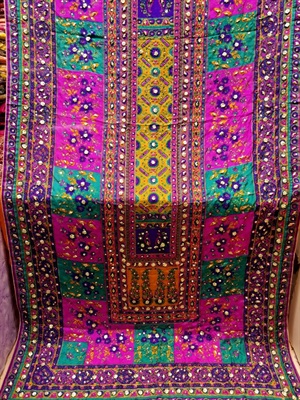 Dupatta - Pure Silk Handwork Multi Colors - 07