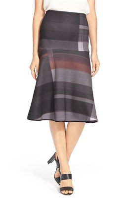 Midnight Plaid' A-Line Midi Skirt