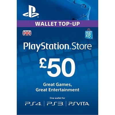  PSN 50 POUND GIFT CARD WALLET TOP-UP UK