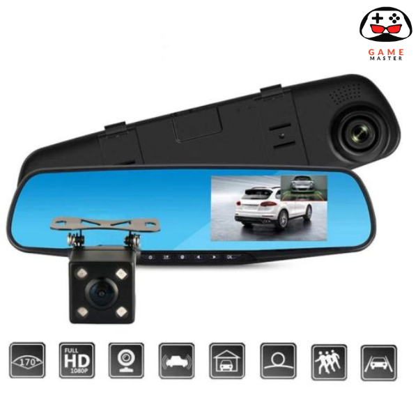 Car DVR Mirror DUAL Camera Front/Back 1080p in Pakistan for Rs. 4100.00