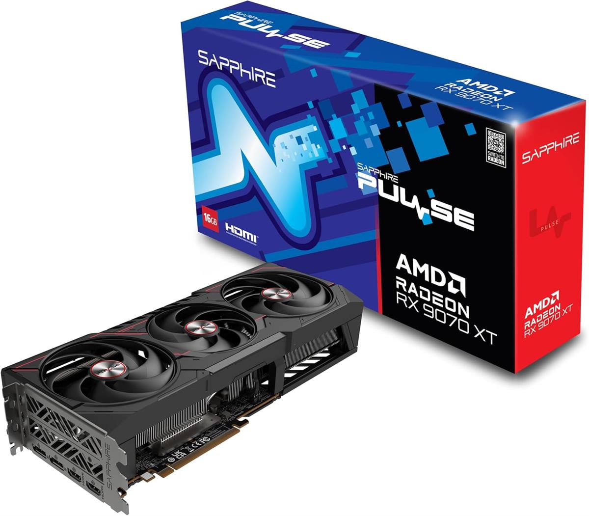 Sapphire Pulse AMD Radeon™ RX 9070 XT Gaming Graphics Card with 16GB GDDR6,  AMD RDNA