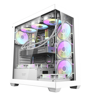 Darkflash DS900 ATX Panoramic Glass Slide Panel PC Gaming Case – White