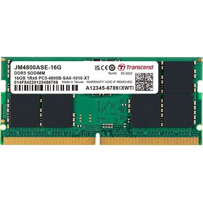 Transcend JetRam 16GB DDR5 4800 SO-DIMM CL40 Laptop RAM Memory Module - JM4800ASE-16G