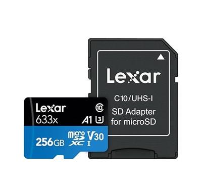 Lexar 256GB High Performance 633x microSDHC microSDXC with SD Adapter UHS-I Blue Series Memory Card