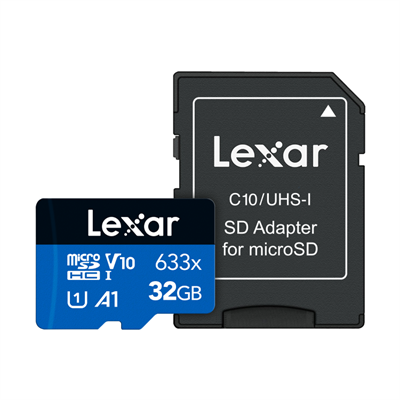 Lexar 32GB High Performance 633x microSDHC microSDXC with SD Adapter UHS-I Blue Series Memory Card