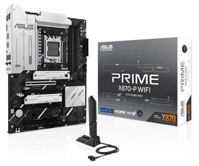 Asus PRIME X870-P WIFI-CSM ATX Motherboard, AMD Socket AM5, DDR5, PCIe 5.0, PCIe 5.0 x16, Q-Release, 4X M.2, Wi-Fi 7, Q-Antenna, 2.5Gb LAN, USB4®, USB Type-C®, BIOS Flashback™