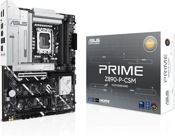 ASUS PRIME Z890-P-CSM LGA 1851 ATX motherboard, Intel Core Ultra Series 2 Ready, Advanced AI PC-ready, 14+1+2+1 power stage, DDR5, PCIe 5.0, Thunderbolt 4 USB Type-C, 4x M.2