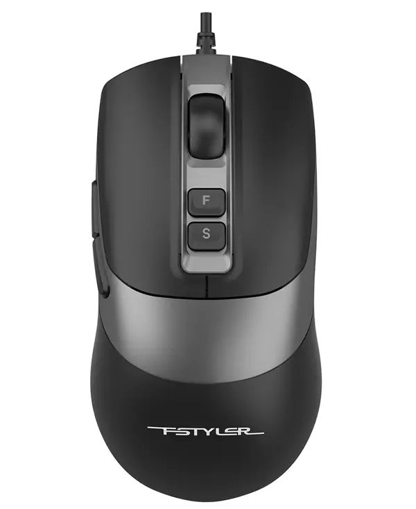 A4Tech FM50S Plus Optical Wired Mouse, 4000 DPI, 5-Level Resolution, 1000Hz 4 Level Report Rate, Silent Clicks - Black
