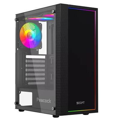 Boost Peacock Mid-Tower ATX Case - Black 