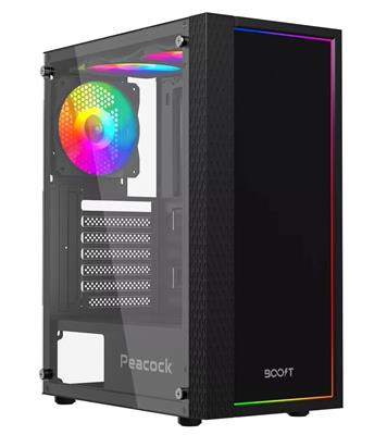 Boost Peacock Mid-Tower ATX Case - Black 