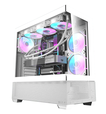 Darkflash DS900 Air ATX Panoramic Glass Slide Panel PC Gaming Case – White