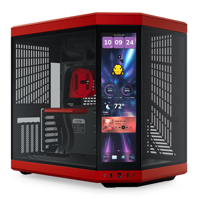 Hyte Y70 Touch Infinite Modern Aesthetic Mid-Tower ATX Gaming Case with LCD Screen - Black Cherry