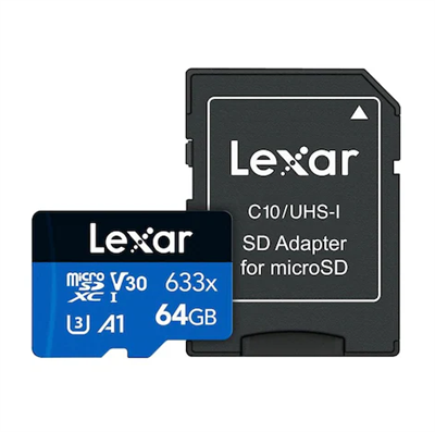 Lexar 64GB High Performance 633x microSDHC microSDXC with SD Adapter UHS-I Blue Series Memory Card