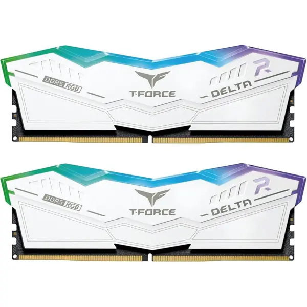 TeamGroup T-Force Delta 32GB (2x16GB) DDR5 6400MHz CL40 Desktop Memory Ram - White