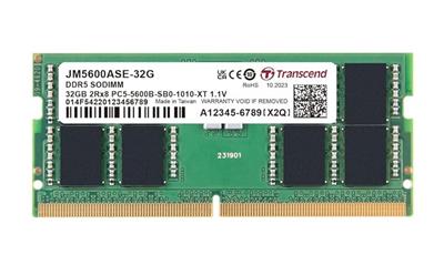 Transcend JetRam 32GB DDR5 5600 SO-DIMM CL46 Laptop RAM Memory Module - JM5600ASE-32G