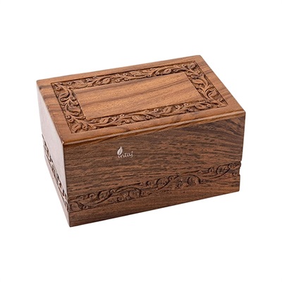 Border Carved Wooden Urns Hand-Crafted