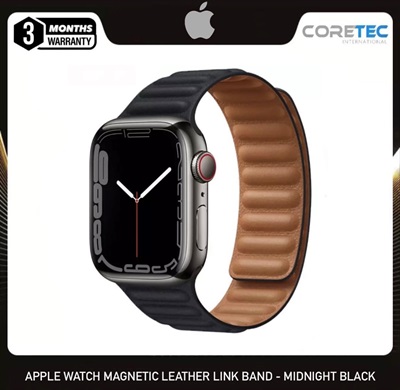 Apple Watch Leather Link Magnetic Loop Band for  42m-44-45mm - Midnight Black