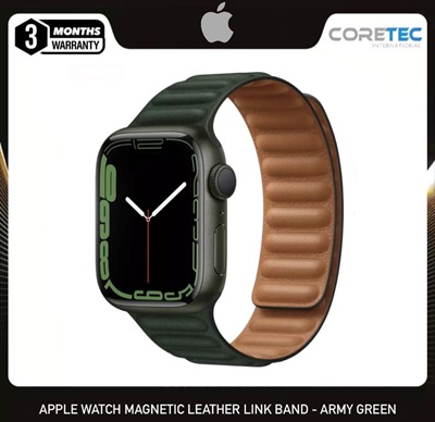 Apple Watch Leather Link Magnetic Loop Band for  42m-44-45mm - Army Green