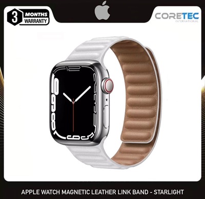 Apple Watch Leather Link Magnetic Loop Band for  42m-44-45mm - Starlight