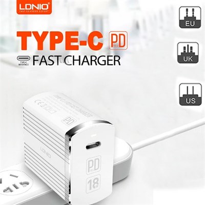 LDNIO Type-C PD Fast Charger With Cable | A1302Q-C