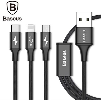 Baseus 3 in 1 Rapid Series Fast charging cable | USB to lighning+type-c+Micro