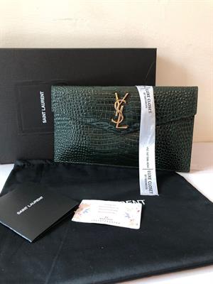 YSL Envelop clutch Green croc pattern - Premium