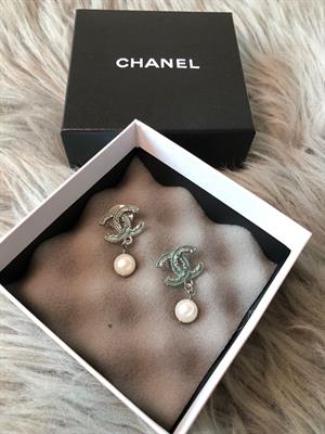 Chanel pearl drop earrings - Medium - Silver/Green