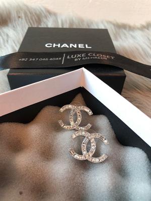 Chanel Silver Crystal studs 