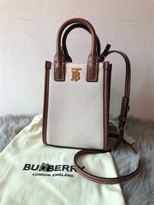 Burberry Tb Canvas & Leather Phone Tote Bag Mini